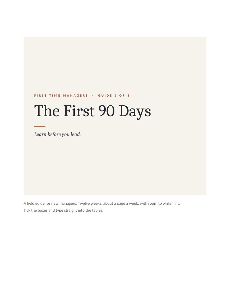 Cover of The First 90 Days workbook for new managers